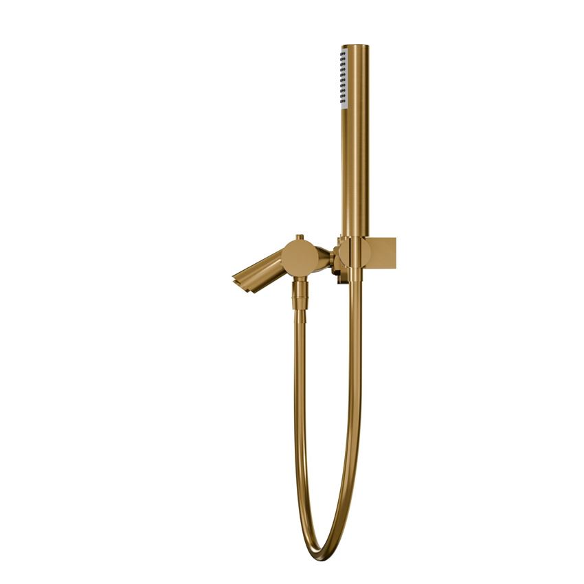 Bateria wannowa termostatyczna ścienna z zestawem natryskowym brushed gold IÖ Luvia