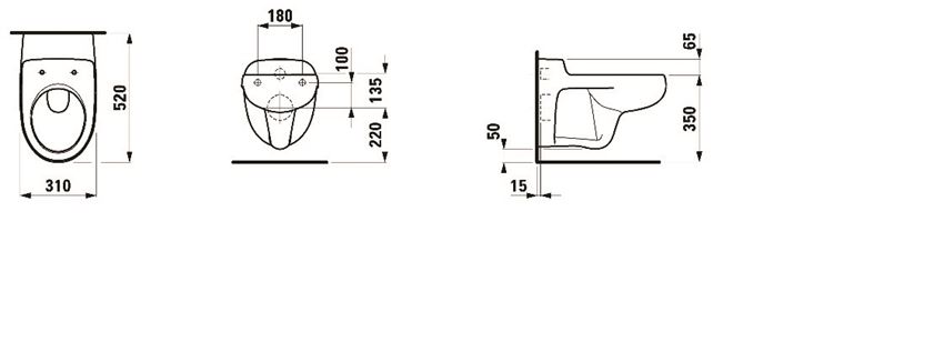 Miska WC wisząca 31x52x30 cm Laufen Florakids rysunek techniczny