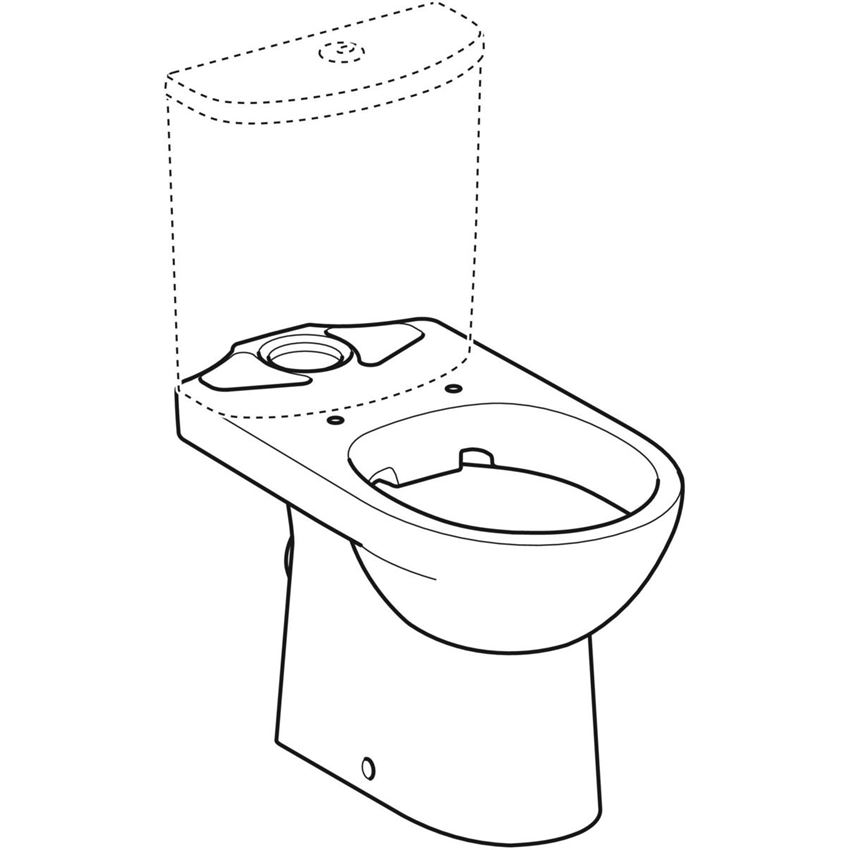 Miska WC stojąca Rimfree odpływ poziomy częściowo ukryte mocowania Geberit Selnova rysunek