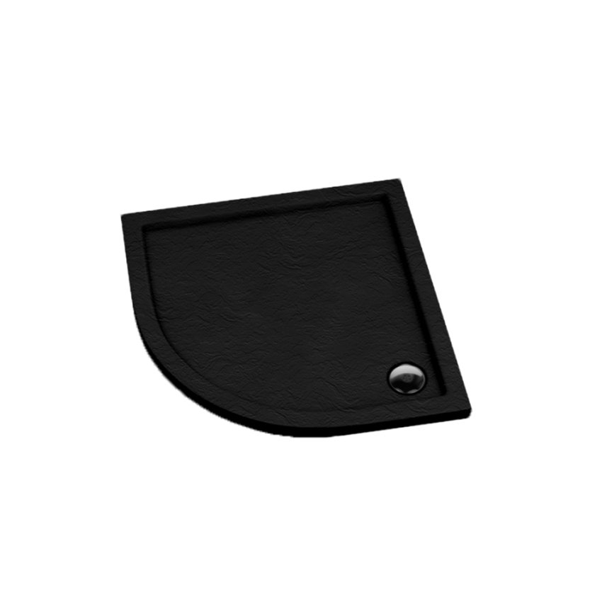 Brodzik akrylowy półokrągły struktura 90x90 cm czarny IÖ Idde