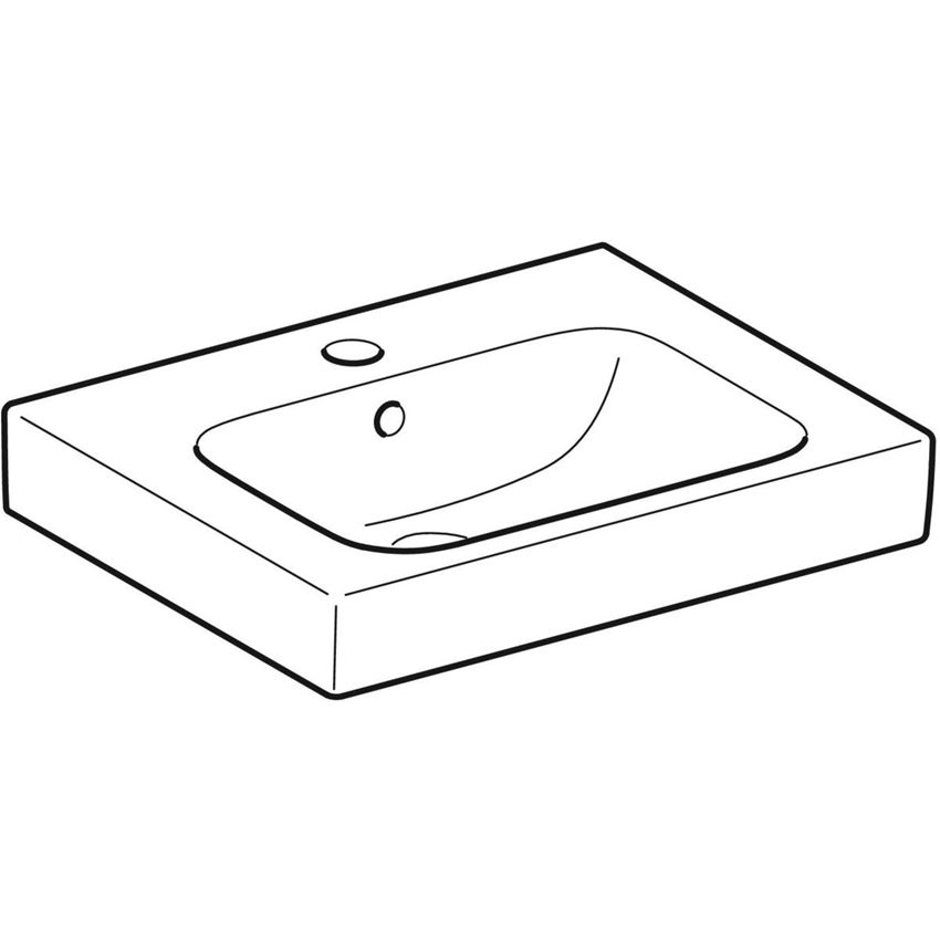 Umywalka kompaktowa meblowa 50 cm biała Geberit Modo rysunek