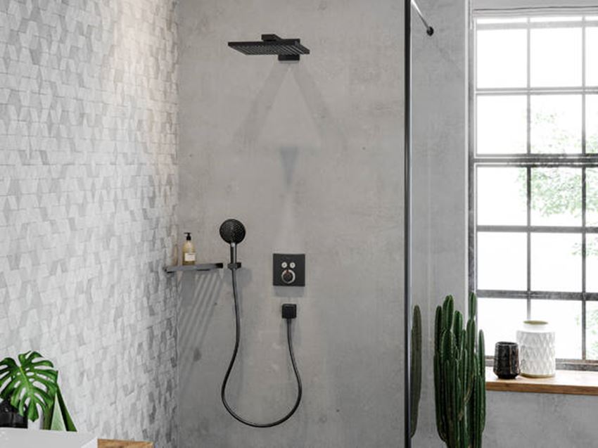 Bateria termostatyczna do 2 odbiorników czarny chrom szczotkowany Hansgrohe ShowerSelect 