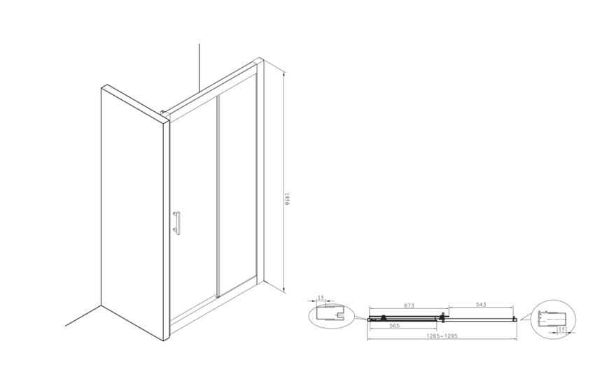 Drzwi wnękowe Roca Town-N AMP2813012M rys technicny