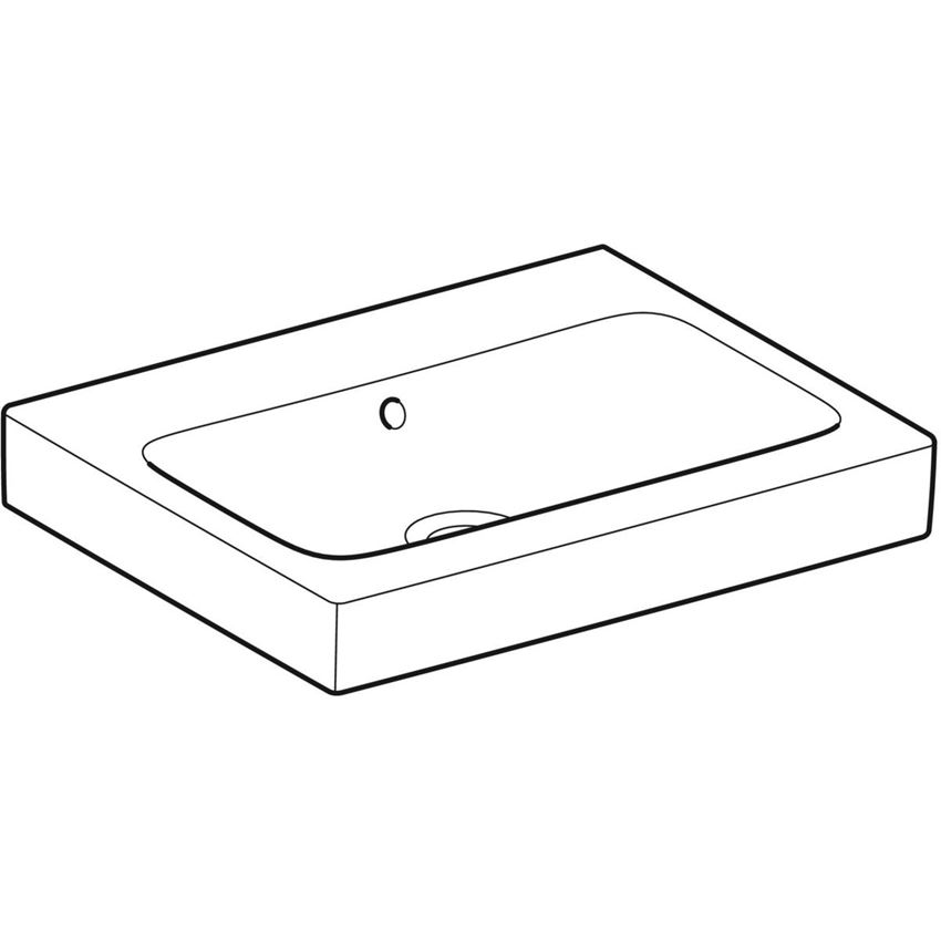 Umywalka ścienna bez otworu na baterię z przelewem 60 cm biała/KeraTect Geberit iCon rysunek