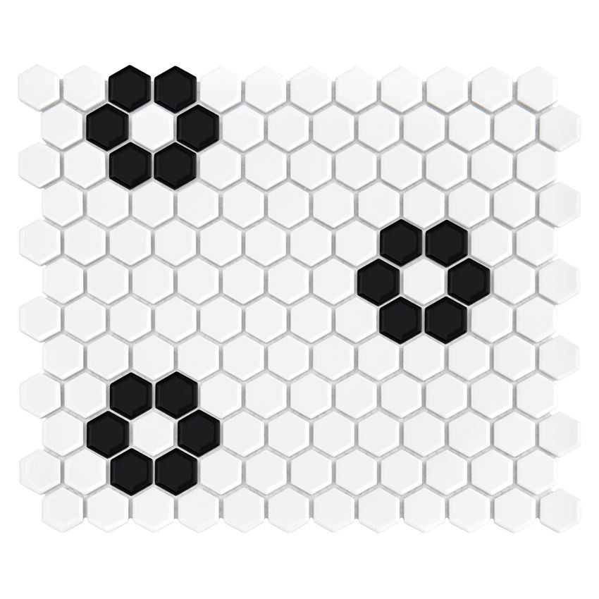Mozaika gresowa 26x30 cm Dunin Hexagonic Mini Hexagon B&W Flower