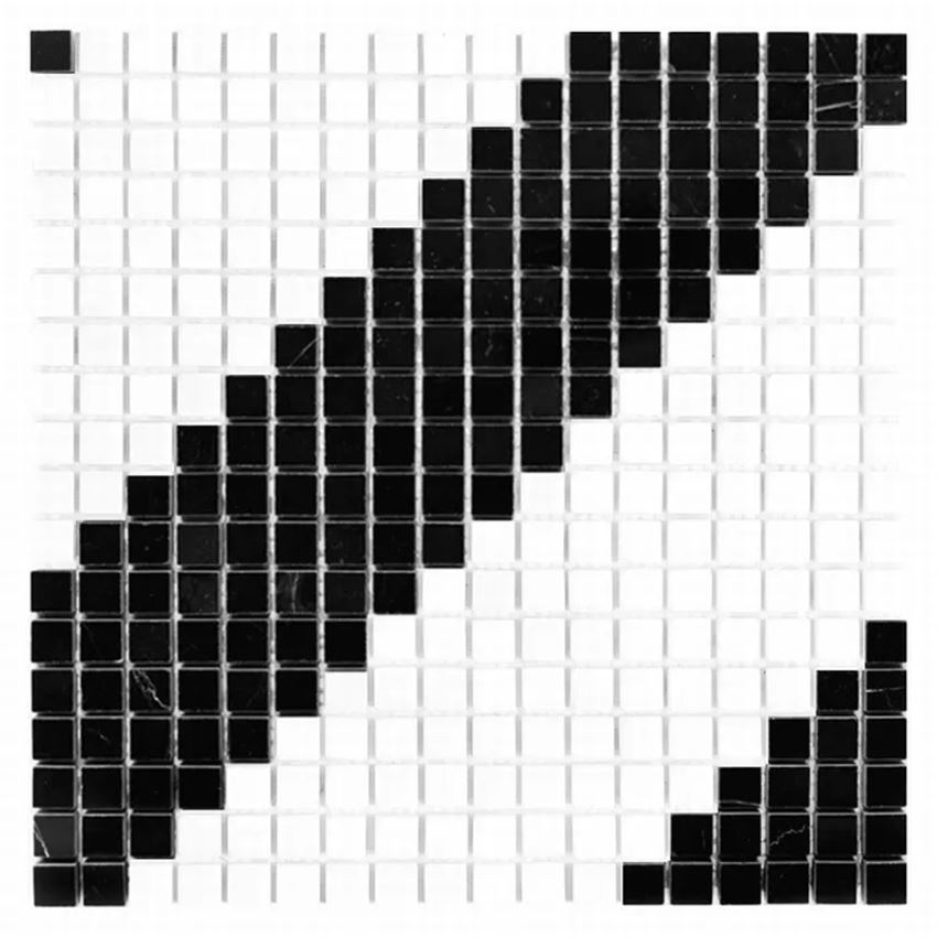 Mozaika kamienna 30,5x30,5 cm Dunin Black&White Pure B&W Diagonal 15