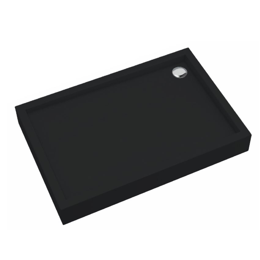Brodzik prostokątny czarny matowy Schedpol Medium Black Mat