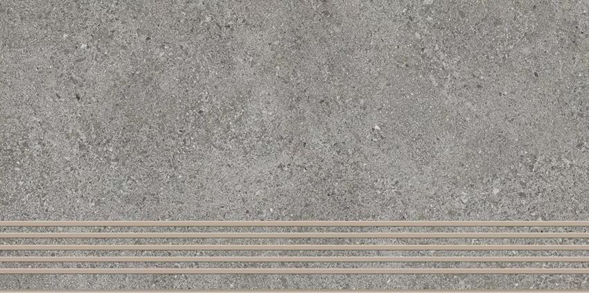 Płytka stopnicowa 29,8x59,8 cm Paradyż Authority Grey Stopnica Prosta Nacinana Mat