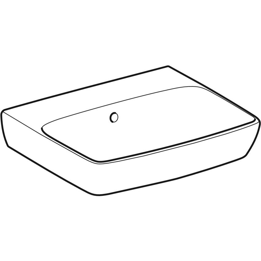 Umywalka kompaktowa prostokątna bez otworu na baterię z przelewem 50 cm Geberit Selnova Square rysunek
