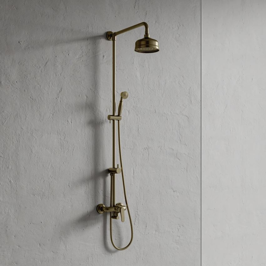 Zestaw prysznicowy natynkowy z baterią brąz antyczny szczotkowany Omnires Art Deco