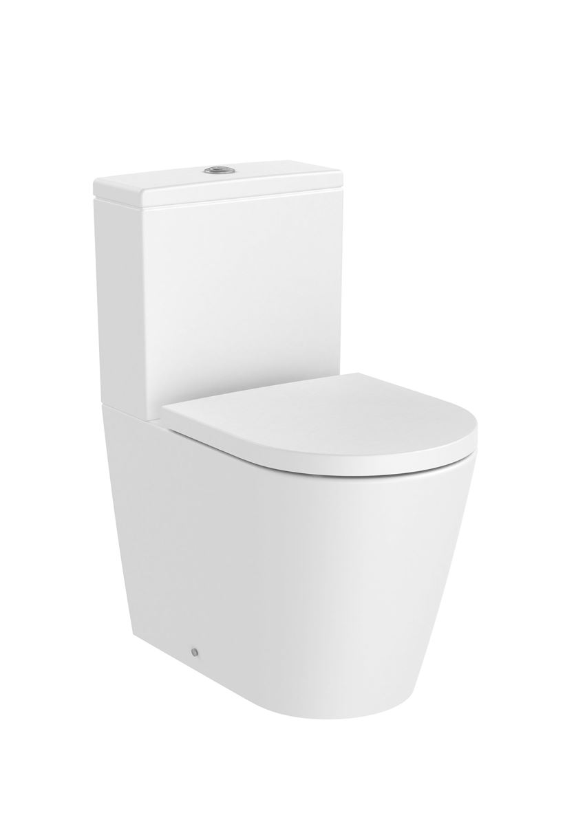 Miska WC do kompaktu Round Rimless odpływ podwójny biały mat Roca Inspira