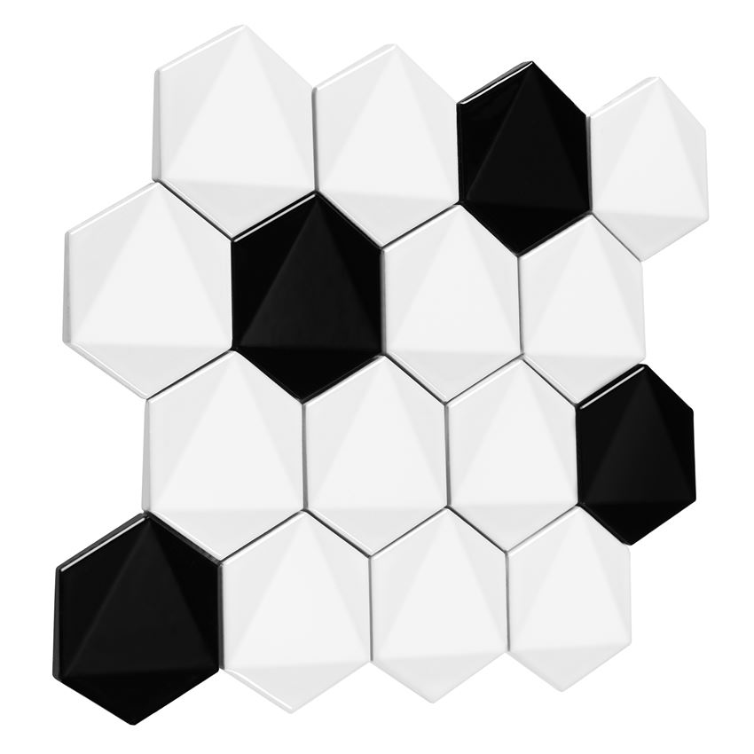 Mozaika gresowa 26x30 cm Dunin Hexagonic Mini Hexagon B&W Mix