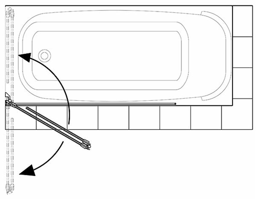 Parawan 2-elementowy lewy, 125 cm Koło Niven rysunek techniczny