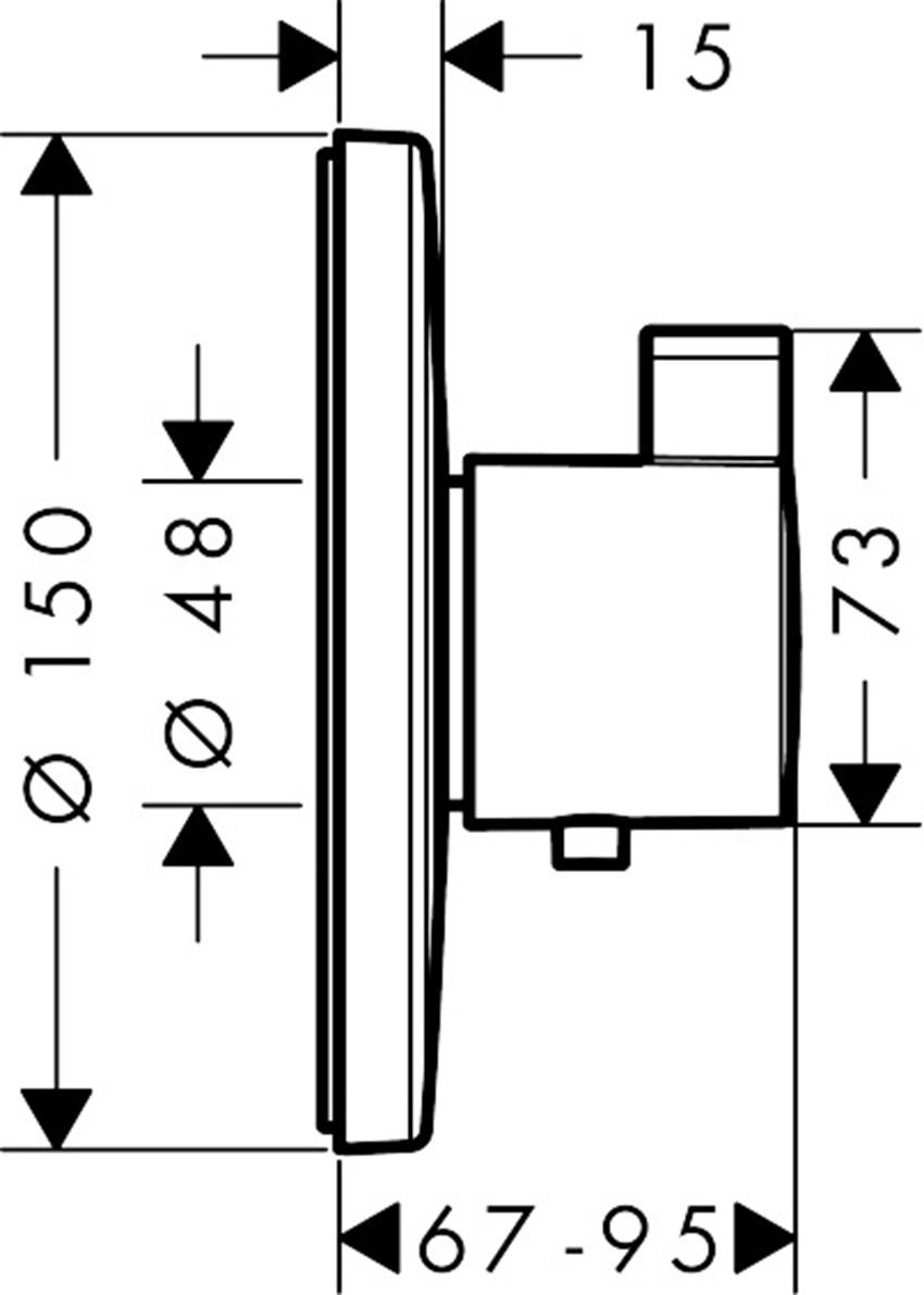 Bateria termostatyczna montaż podtynkowy element zewnętrzny Hansgrohe Ecostat S rysunek