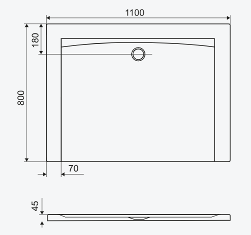 Brodzik Excellent Forma BREX.FOR118WHN rys techniczny