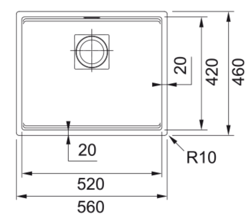 Zlewozmywak Franke Kanon KNG 110-52 125.0716.371 rys techniczny