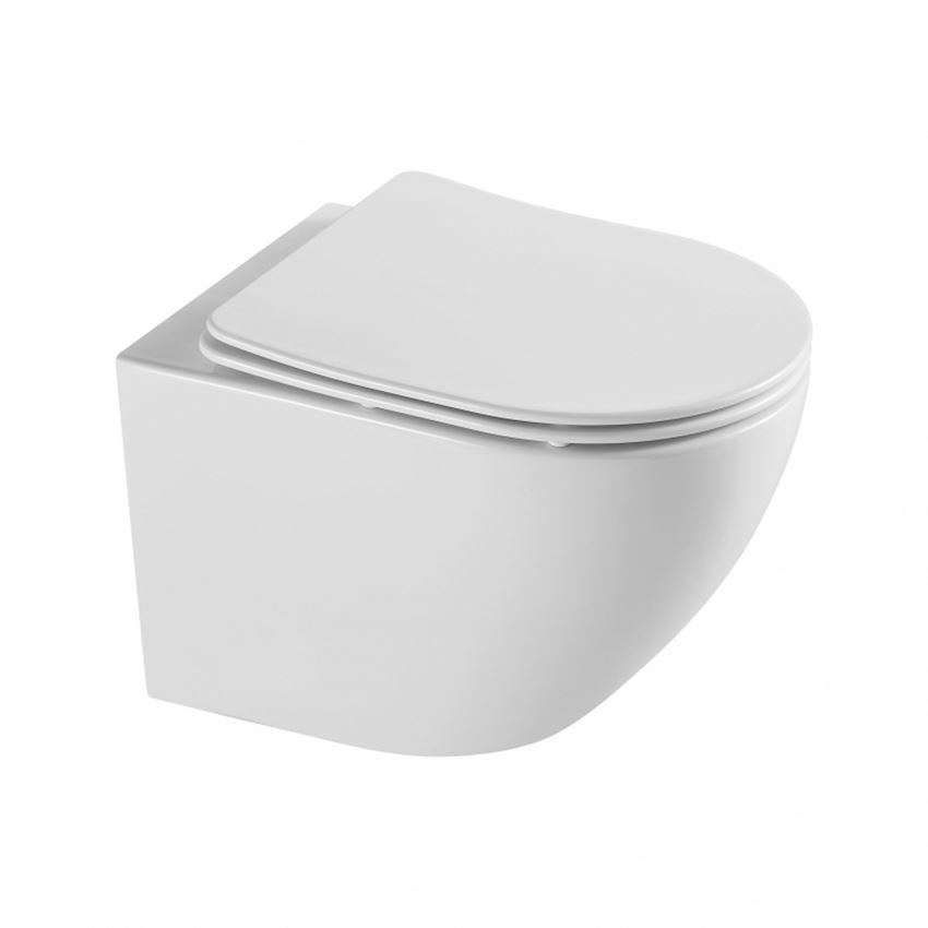 Miska WC podwieszana Rimless z deską wolnoopadającą Slim 36,5x49 cm biała IÖ Mufi