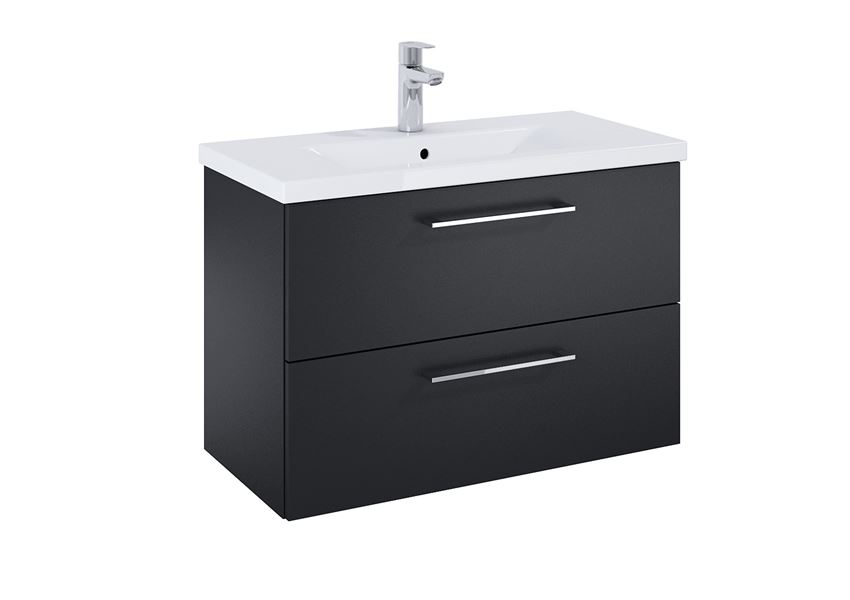 Szafka podumywalkowa 80 cm z 2 szufladami czarny mat Roca Roma Compact