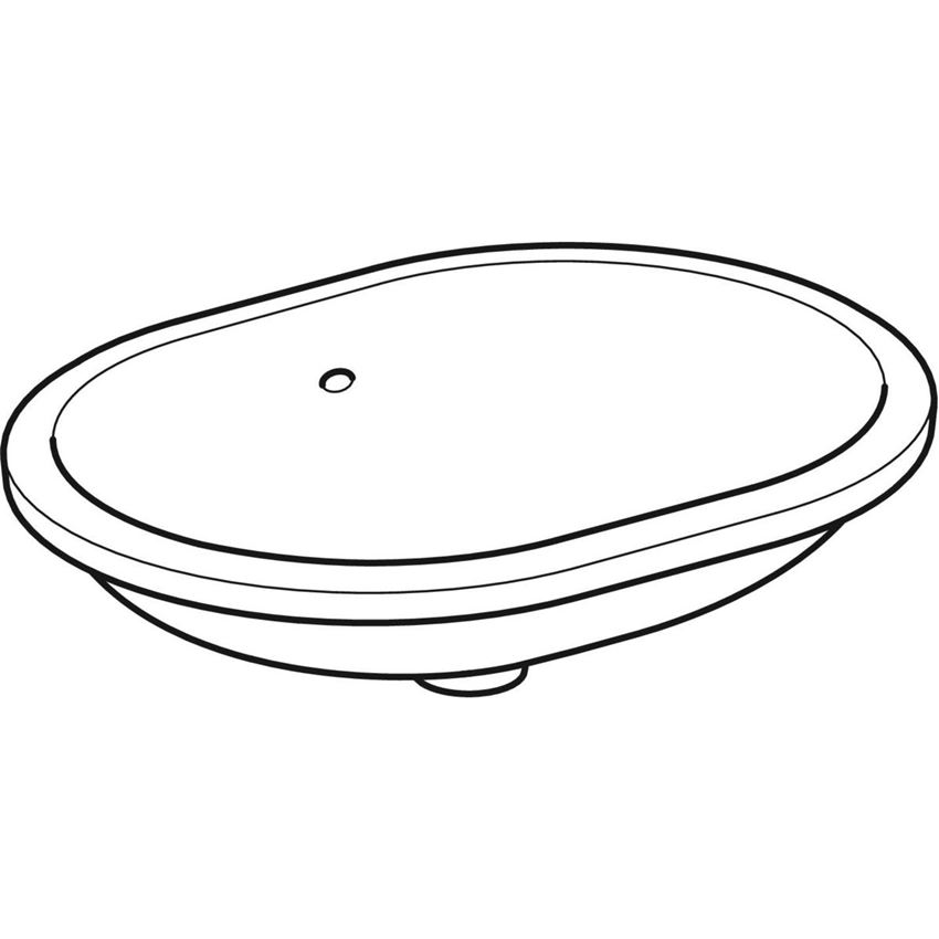 Umywalka podblatowa bez otworu na baterię z przelewem 62,5 cm Geberit VariForm rysunek