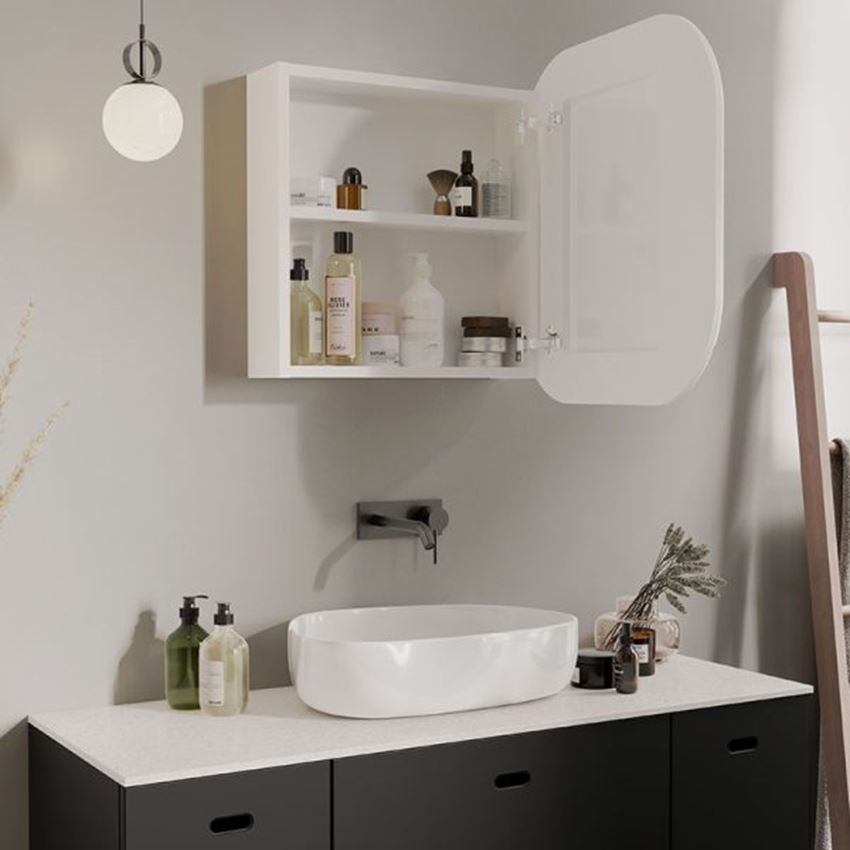 Szafka lustrzana 60 cm biały laminat/lakier biały mat Defra MO-RE