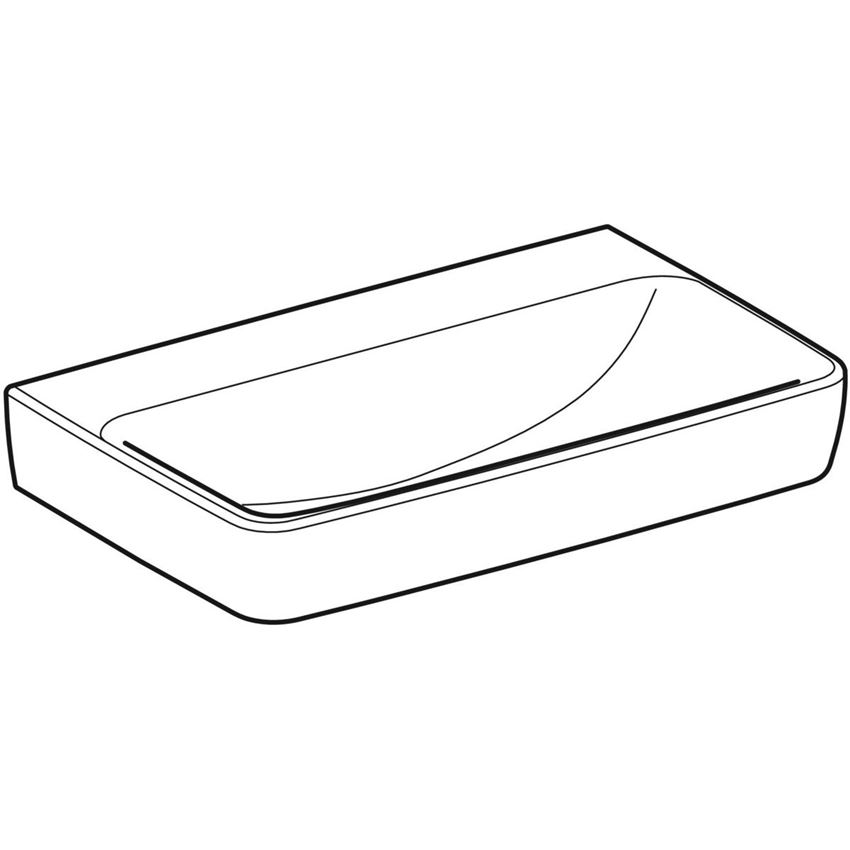 Umywalka ścienna bez otworu na baterię bez przelewu 65 cm biała Geberit Selnova Compact rysunek