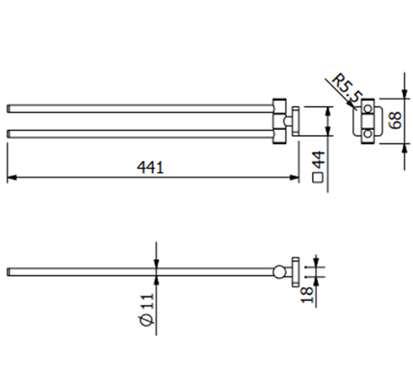 Wieszak na ręczniki 44 cm Kludi Vela S rysunek