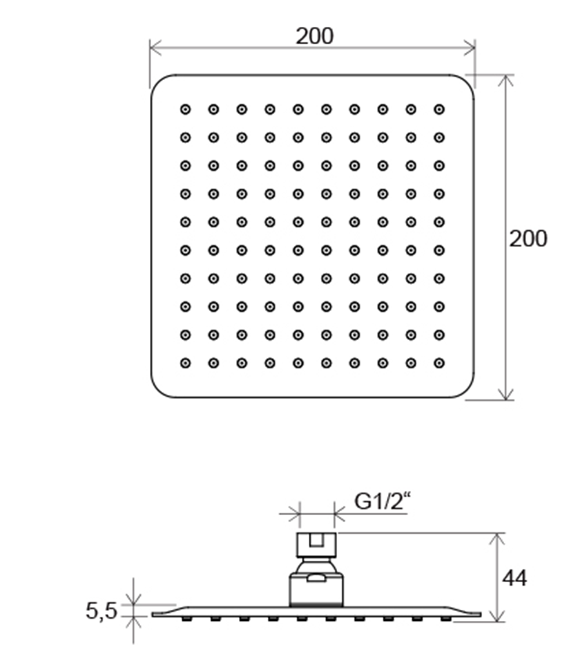 Deszczownica Ravak Slim Chrome X07P334 rys techniczny