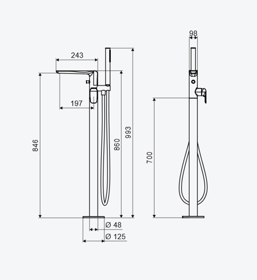 Bateria wannowa wolnostojąca Excellent Clever 2.1 rysunek