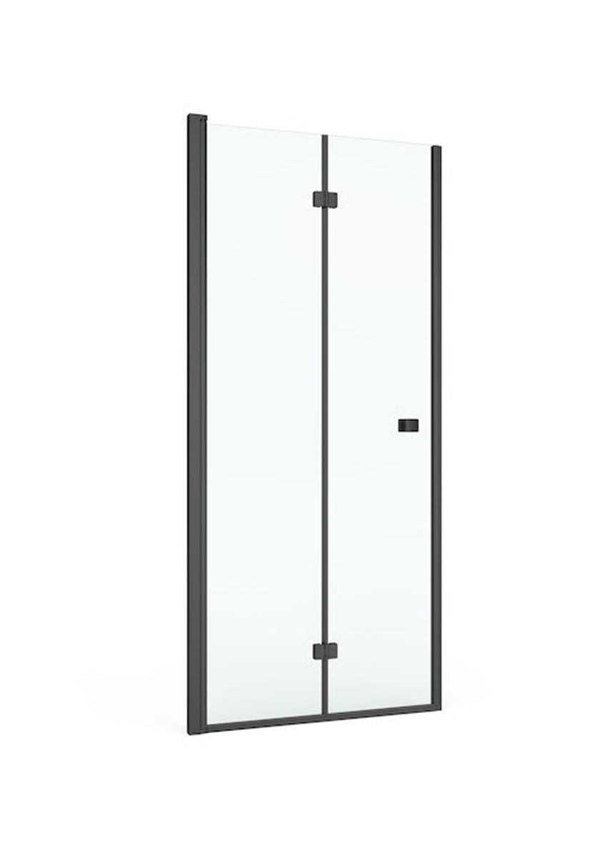 Drzwi składane do wnęki prysznicowej profile czarny mat z powłoką MaxiClean 100x195 cm Roca Capital