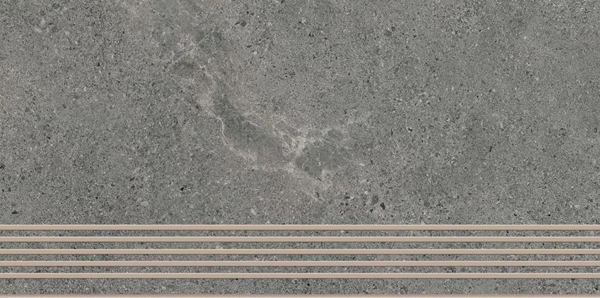 Płytka stopnicowa 29,8x59,8 cm Paradyż Authority Graphite Stopnica Prosta Nacinana Mat