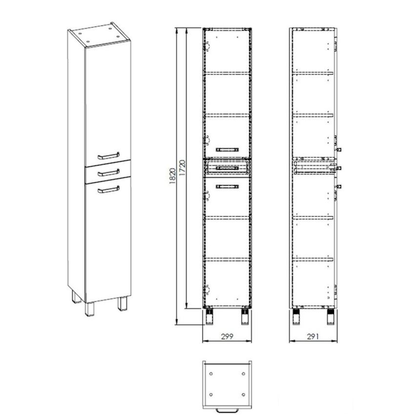 Słupek stojący 30x182 cm Elita Sunn 30 2D 1S White HG rysunek