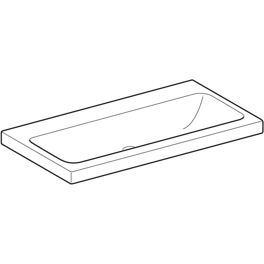 Umywalka ścienna bez otworu na baterię bez przelewu 90 cm Geberit iCon Light rysunek