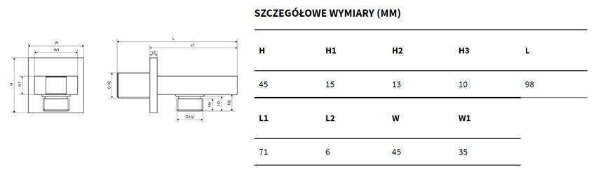 Uchwyt Excellent AREX.1022CR rys techniczny