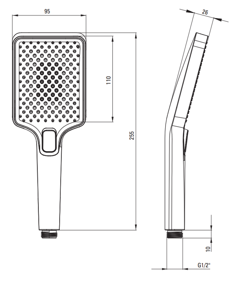 Zestaw prysznicowy Deante NBZ N51K słuchawka rys techniczny