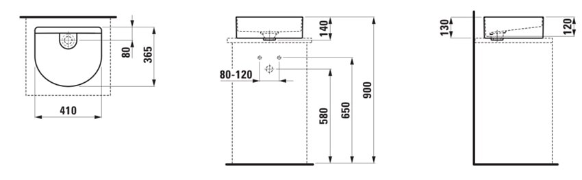 Umywalka Laufen Sonar H8123420001121 rys techniczny