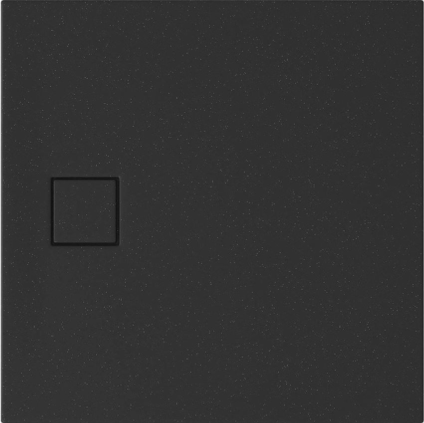 Brodzik kwadratowy czarny mat + syfon, 90x4 cm Cersanit Tako Slim