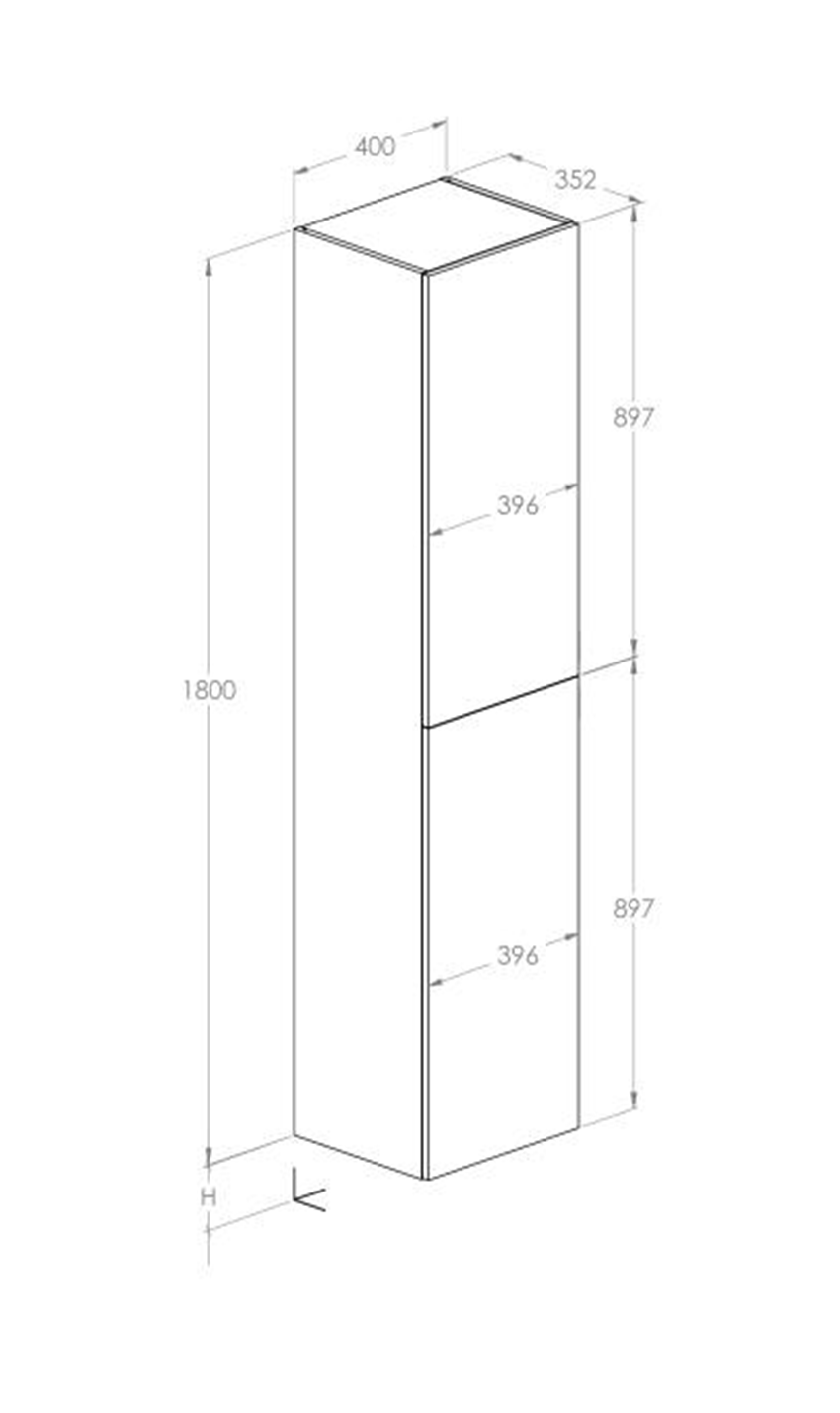 Kolumna łazienkowa wysoka z 2 drzwiami standard (35,2) 180 cm Roca Extra rysunek