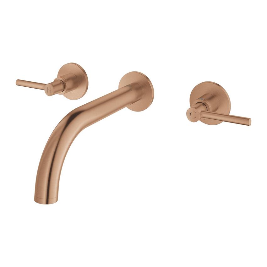 Trzyotworowa bateria umywalkowa brushed warm sunset Grohe Atrio