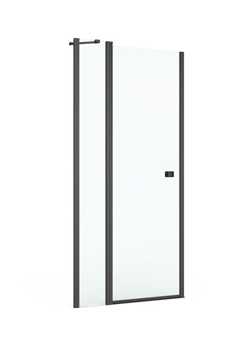Drzwi z polem stałym z powłoką MaxiClean profile czarny mat 80x195 cm Roca Capital