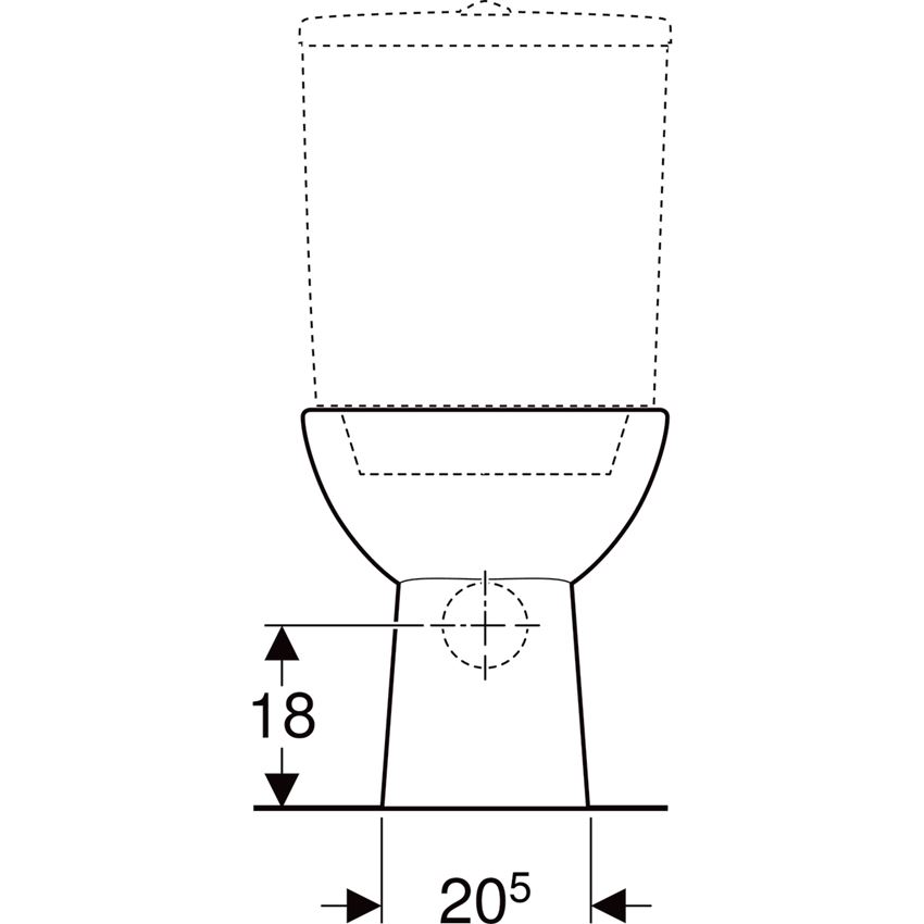 Miska WC stojąca do spłuczki nasadzanej odpływ poziomy bez deski biała Geberit Selnova rysunek