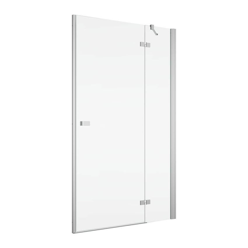 Drzwi prysznicowe jednoczęściowe prawe z elementem stałym w linii z profilem chrom połysk IÖ Vera