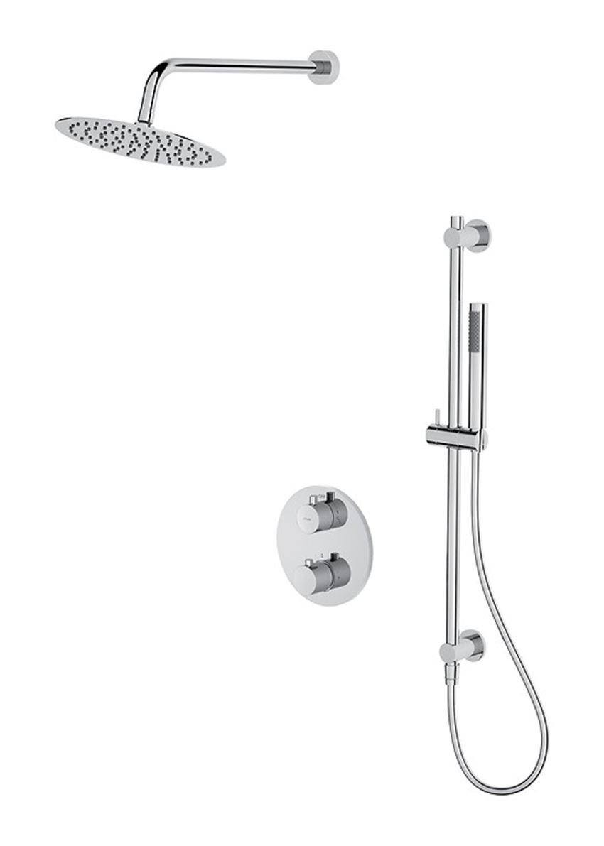 Zestaw prysznicowo-wannowy podtynkowy z baterią termostatyczną chrom Cersanit Zen