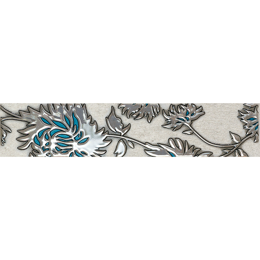 Listwa ścienna 36x7,4 cm Domino Gris flower turkus