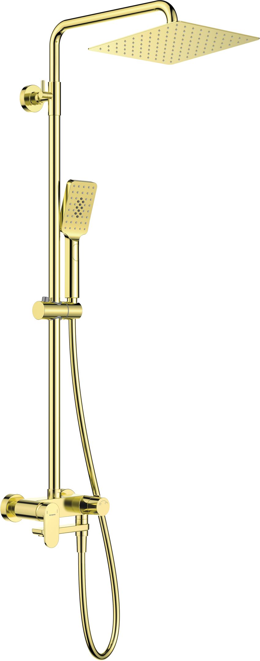 Zestaw prysznicowy z baterią wannową - ruchoma wylewka złoty Deante Alpinia
