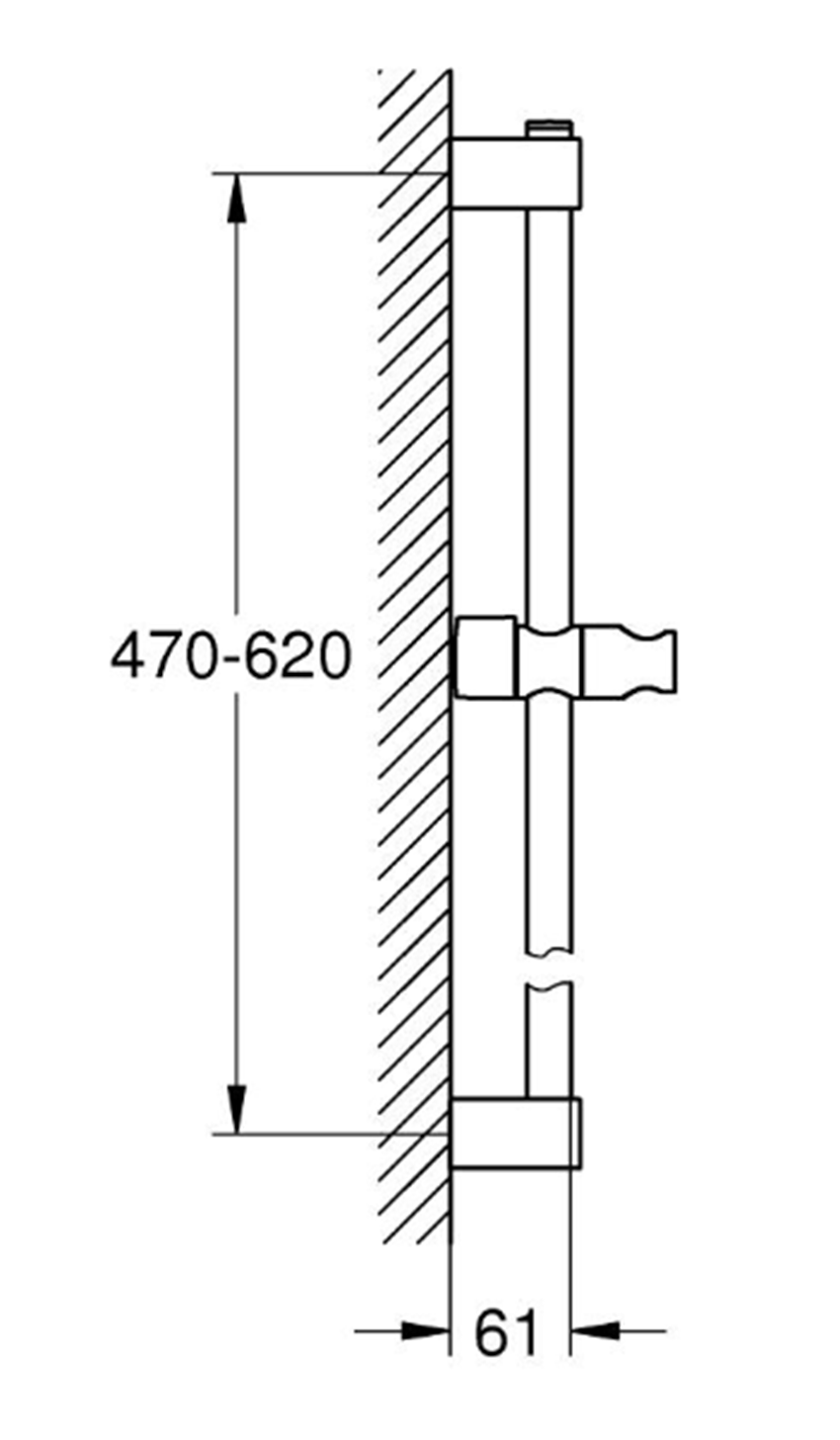 Drążek prysznicowy Grohe Tempesta 27523001 rys techniczny