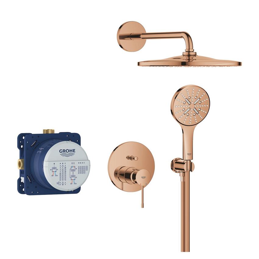 Zestaw prysznicowy podtynkowy z baterią i deszczownicą Rainshower Mono 310 warm sunset Grohe Essence