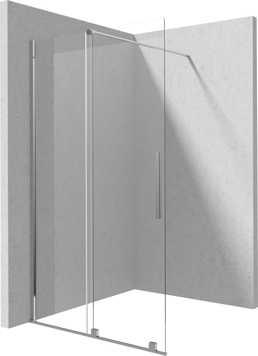 Kabina prysznicowa walk-in przesuwna szkło przezroczyste profile chrom 120x195 cm Deante Jasmin