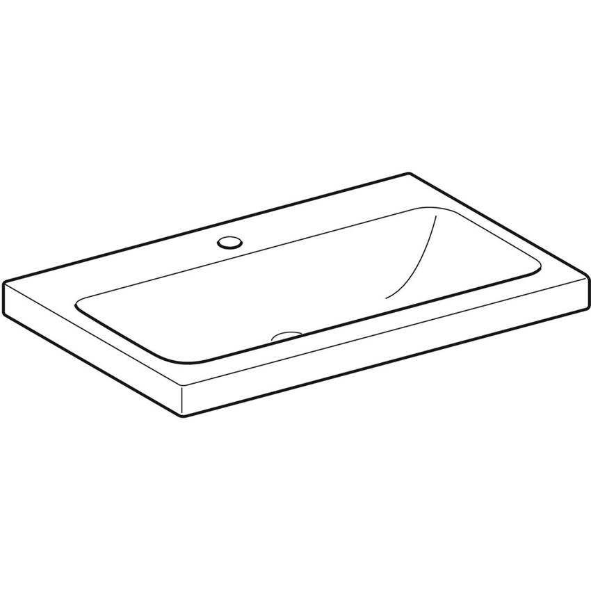 Umywalka nablatowa z otworem na baterię bez przelewu 75 cm Geberit iCon Light  rysunek