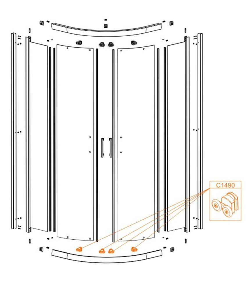 Wózek kompletny wypinany Sanplast rysunek