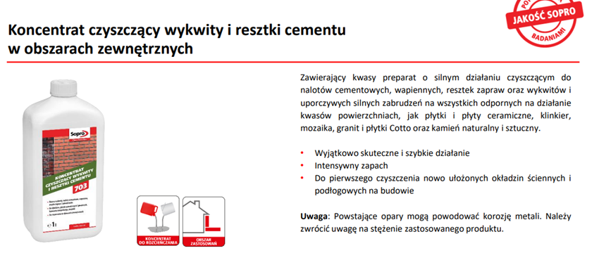 Koncentrat czyszczący Sopro 703 karta techniczna